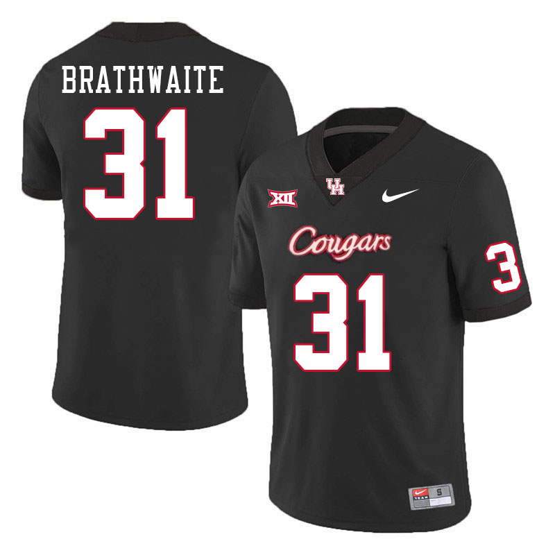 Men #31 Christian Brathwaite Houston Cougars College Football Jerseys Stitched-Black